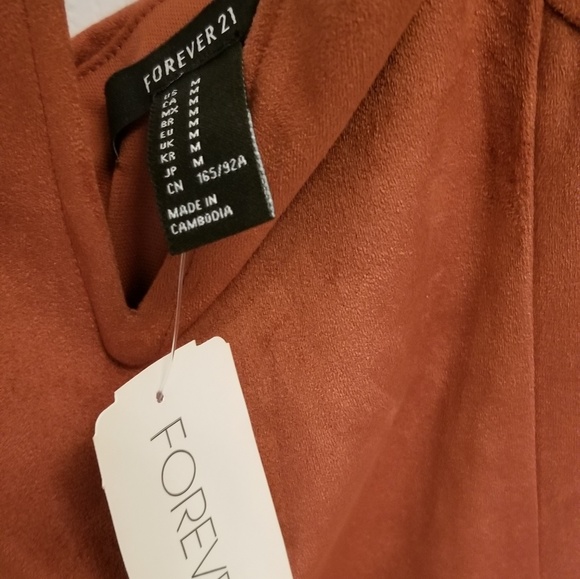 NWT V-cut Mini dress Rust Suede - Picture 4 of 4